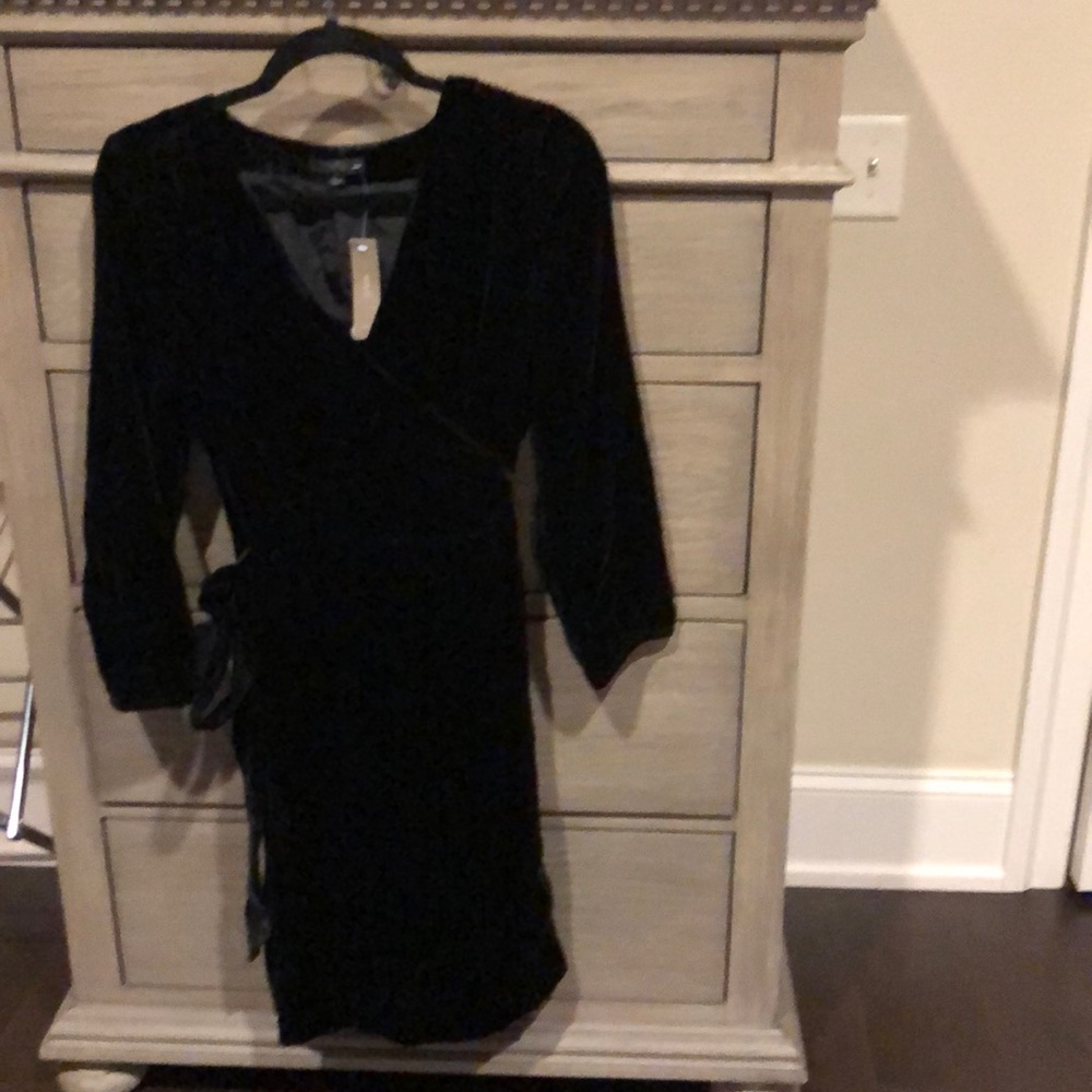 Black velvet wrap dress